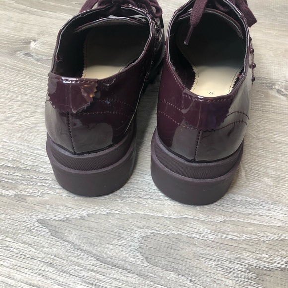 Zara Woman Plum Patent Leather Oxford Platform - Picture 5 of 8